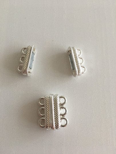 Multi Strand Magnetic Clasp Silver Plated-3 Loop