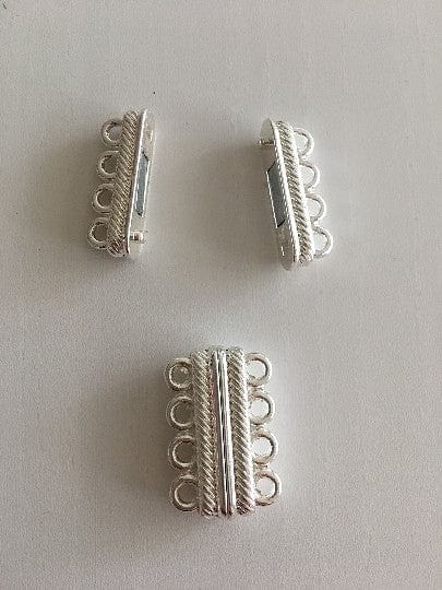 Multi Strand Magnetic Clasp Silver Plated-4 Loop