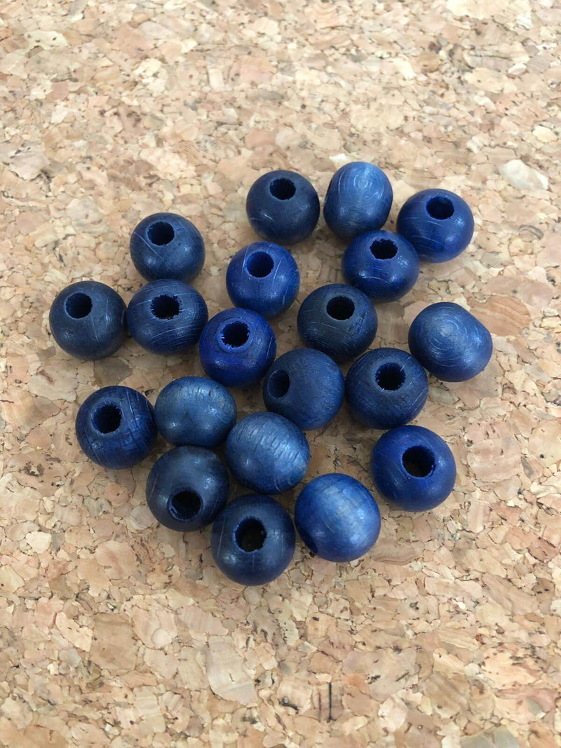 12 mm Wooden Beads-Blue Color, 50 Gr Pack£4