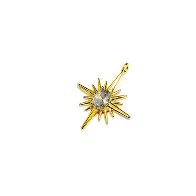 24Kt Gold Plated North Star Charm With Swarovski Crystal