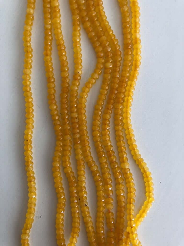 4mm Faceted Rondelle Jade, Yellow Jade