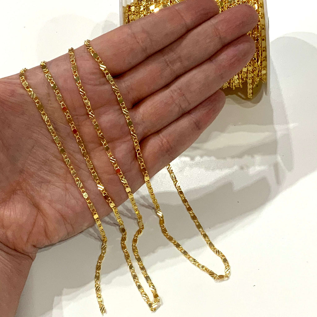 24kt Shiny Gold Plated Chain, 2mm Gold Chain With 3.5 Mm Balls