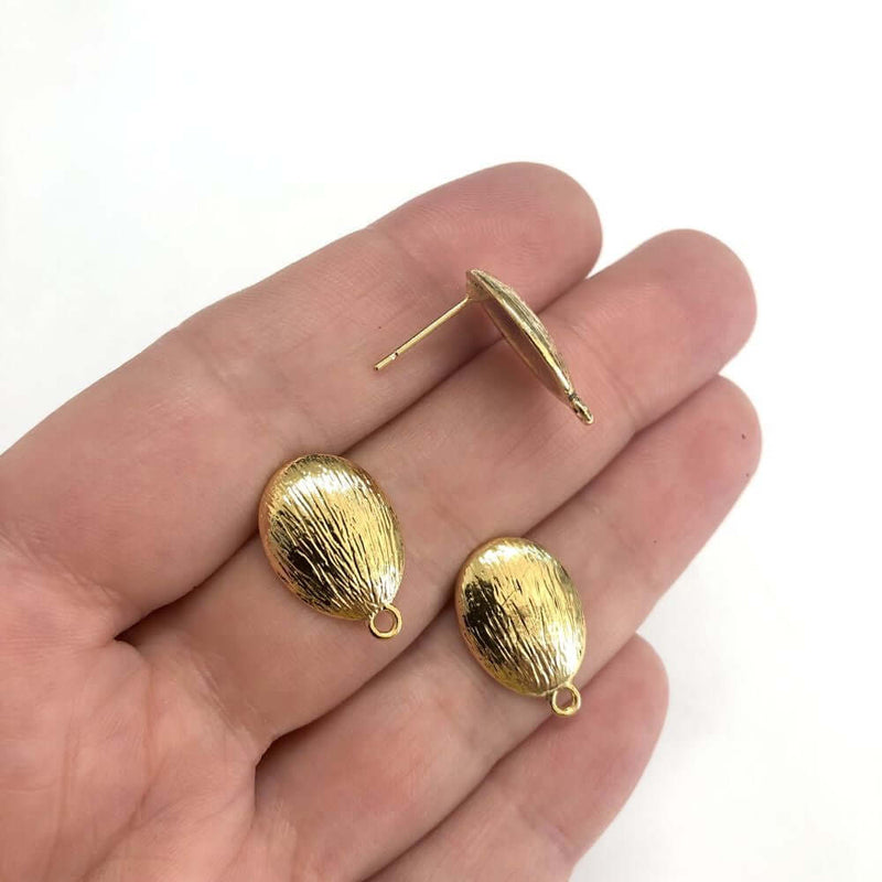 24Kt Gold Plated Brass Drop Stud Earrings, 2 pcs in a pack,