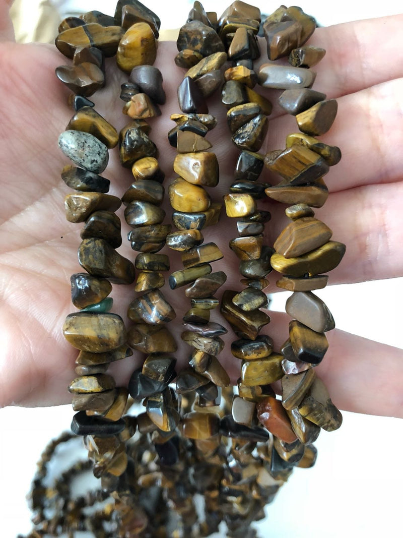 90 cm Strand Natural Tiger Eye Chips, Long strand 36&