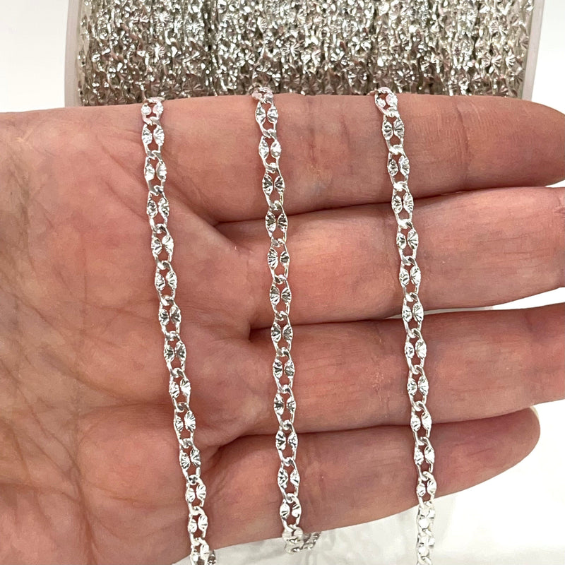 Silver Plated Brass 3mm Soldered Chain, 3.3 Feet, 1 Meter