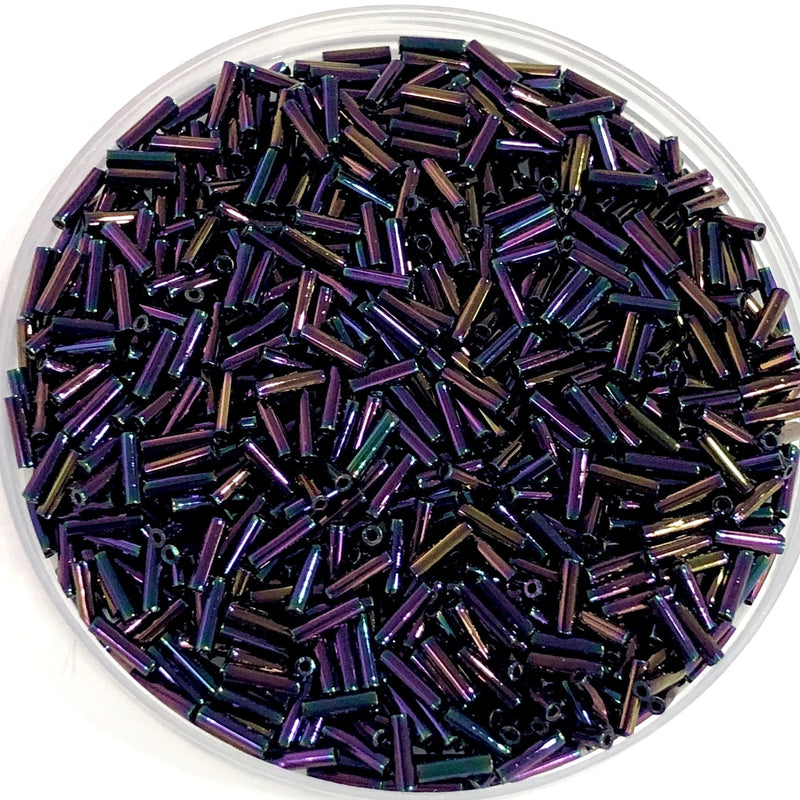 Miyuki Bugles taille 6mm 0454 Metallic Purple Iris, Bugles violets 6mm,