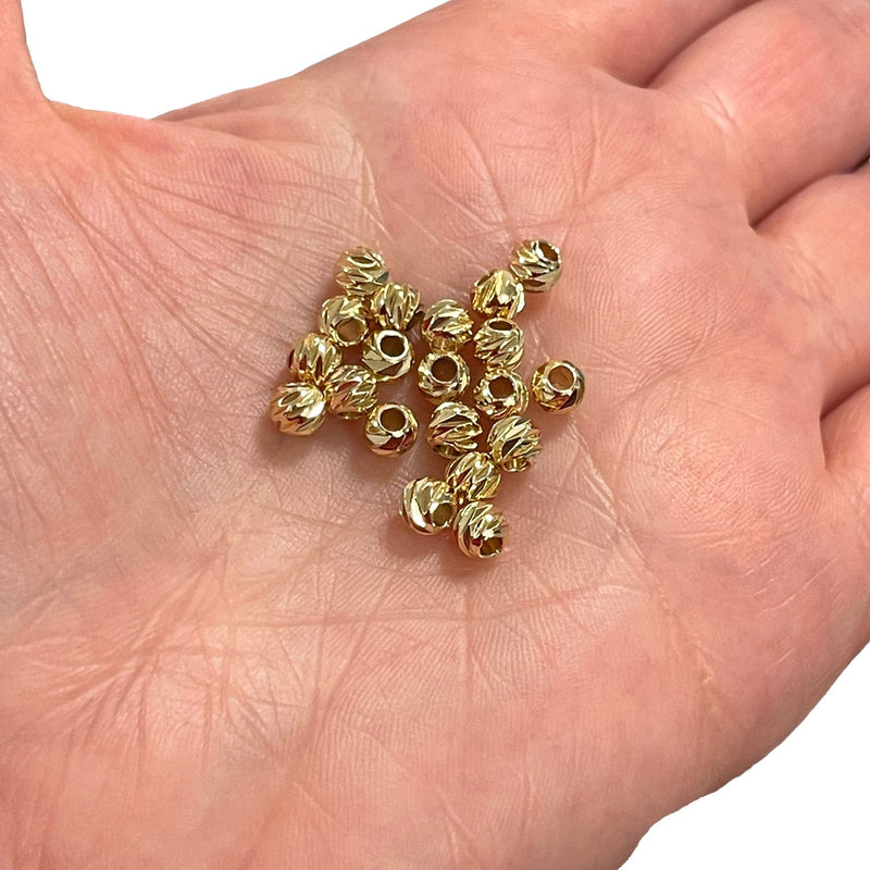 24 Karat vergoldete, lasergeschnittene 5 mm Abstandsperlen, 24 Karat vergoldete 5 mm Dorica-Abstandsperlen, 20 Perlen in einer Packung