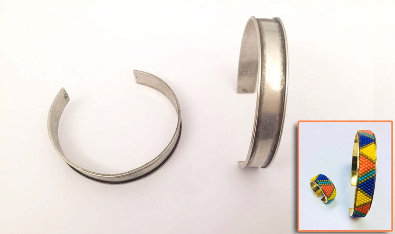 1 cm Antique Silver Miyuki Delica Clamp Bracelet Blanks - Metal Beading Clamp Bracelet Blanks£4