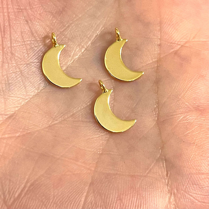 24Kt Shiny Gold Plated Crescent Charms, 3 pcs in a pack