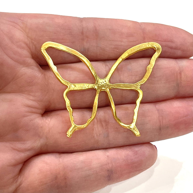 24Kt Matte Gold Plated Large Butterfly Connector Pendant