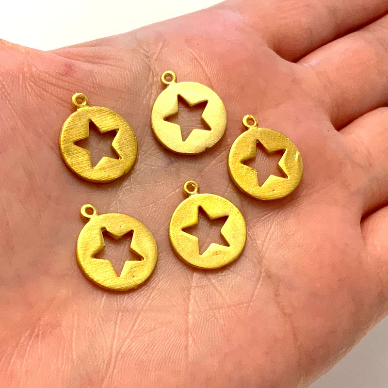 24Kt Matte gold Plated Star Charms, 5 pcs in a pack