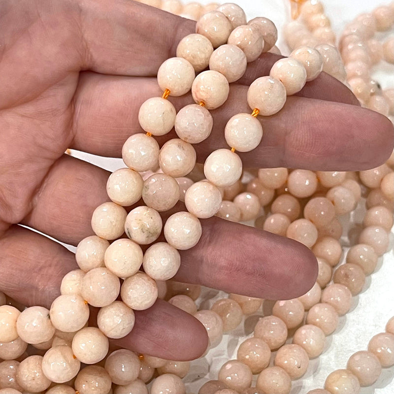 Beige Jade(dyed) Beads, 8mm Faceted Round Beads, 15.5 Inch, Full strand, Approx 48 beads, Hole 1mm, A quality