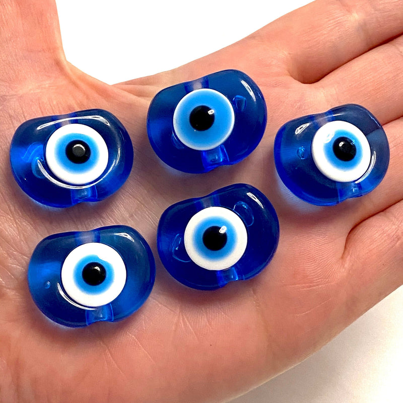 Large Hole Evil Eye Resin Beads, 29mm Beads, 6mm Hole, 5 Beads in a Pack