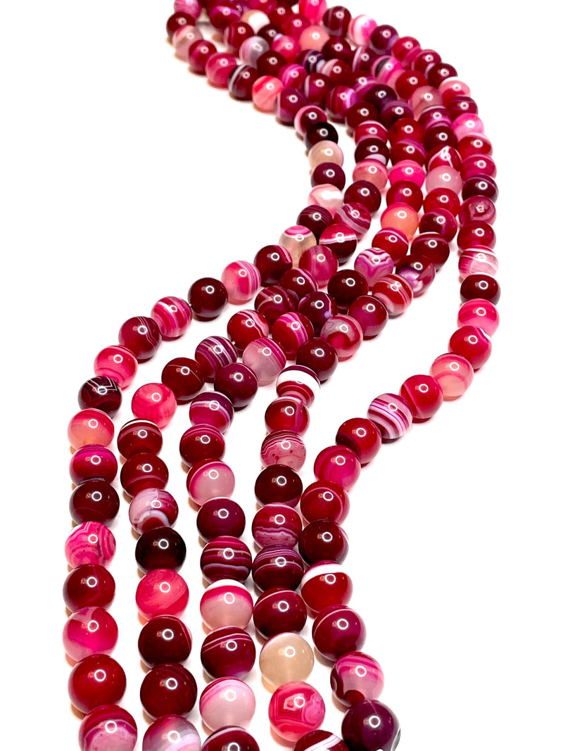 Genuine Deep Pink Agate 12 mm round beads , full strand 33 beads,Beads,Gemstone Beads,Natural Gemstone