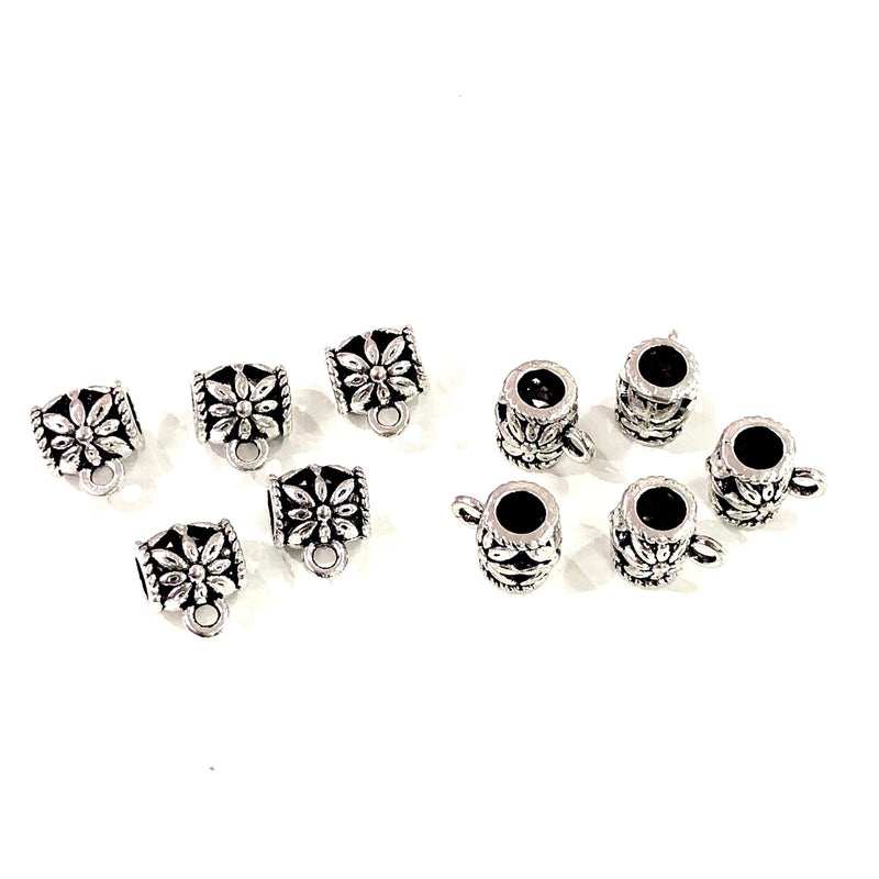 Silver Bails Silver Spacers, 13x10 mm, Large Hole Silver Spacers