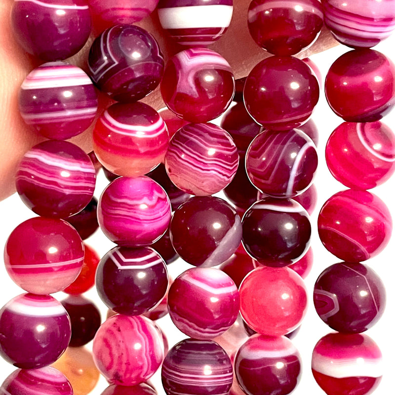 Genuine Deep Pink Agate 12 mm round beads , full strand 33 beads,Beads,Gemstone Beads,Natural Gemstone