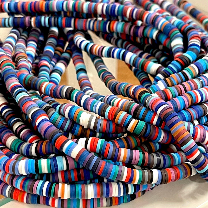 Multicolor Heishi Beads, Polymer clay 6x1MM Vinyl Beads