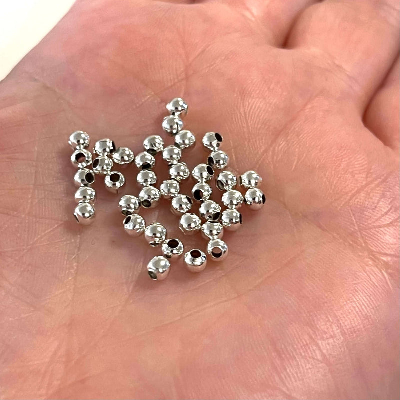 3 mm versilberte Distanzkugeln, 3 mm versilberte Distanzkugeln, 50 Stück in einer Packung