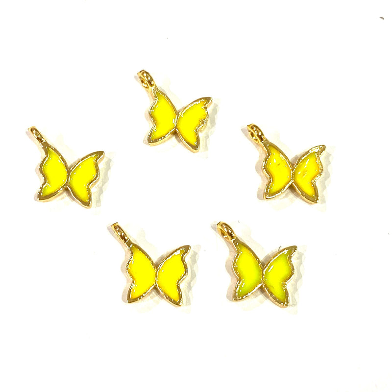 24Kt Gold Plated Tiny Butterfly Enamelled Charms, 5 pcs in a Pack