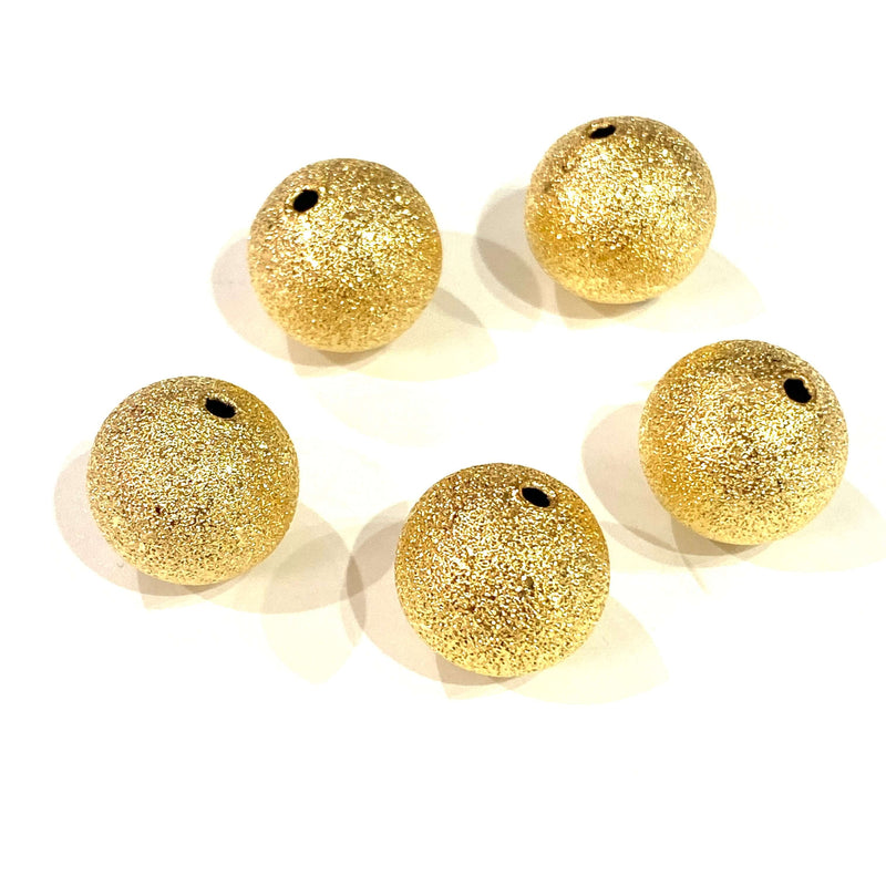 24Kt Matte Gold Plated 13mm Brass Spacer Balls, 5 pcs in a Pack