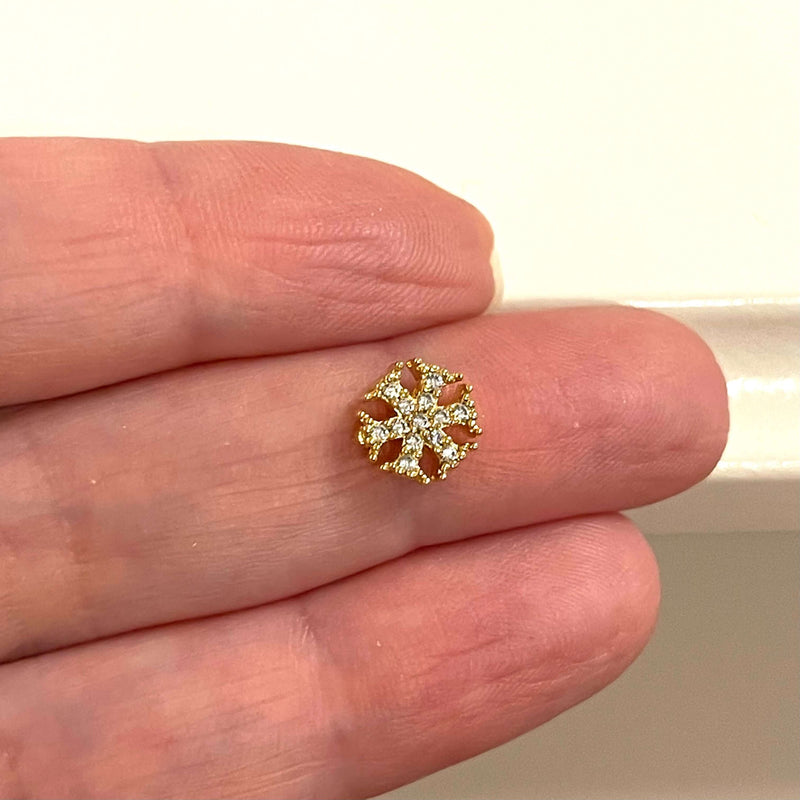 24Kt Gold Plated CZ Micro Pave Snowflake Charm