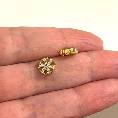 24Kt Gold Plated CZ Micro Pave Snowflake Charm