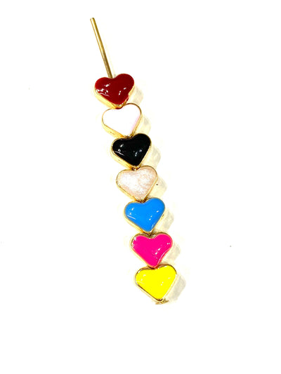 24Kt Shiny Gold Plated Neon Green Enamelled Heart Spacer Charms, 5 pcs in a pack