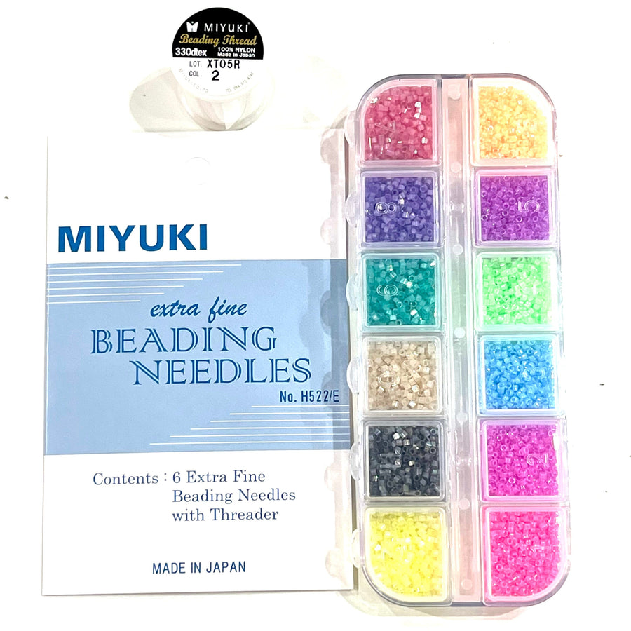 Miyuki Seed Beads Starter Set, 28 Colours 140 Gr 11/0 Round Seed Beads, outlet Needle, Thread,Container