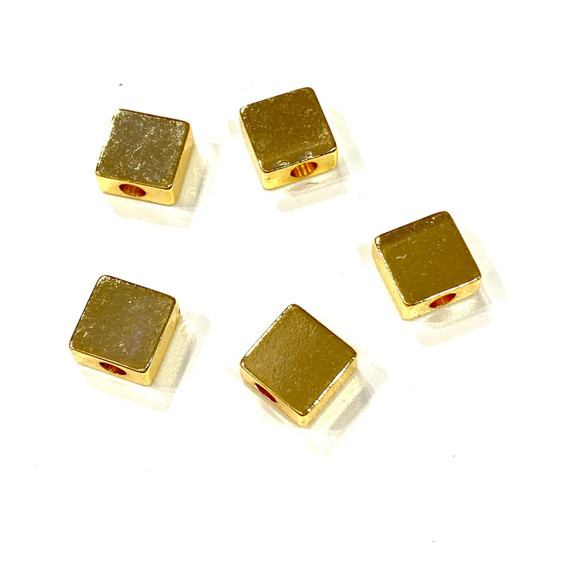 24Kt Gold Plated Brass Square Spacer, 6mm Brass Square Spacers, 5 Pcs in a pack