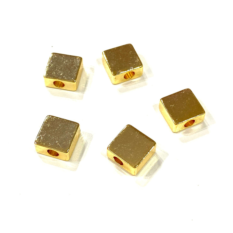 24Kt Gold Plated Brass Square Spacer, 6mm Brass Square Spacers, 5 Pcs in a pack