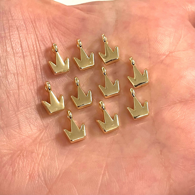 24Kt Gold Plated Crown Charms, 10 pcs in a pack