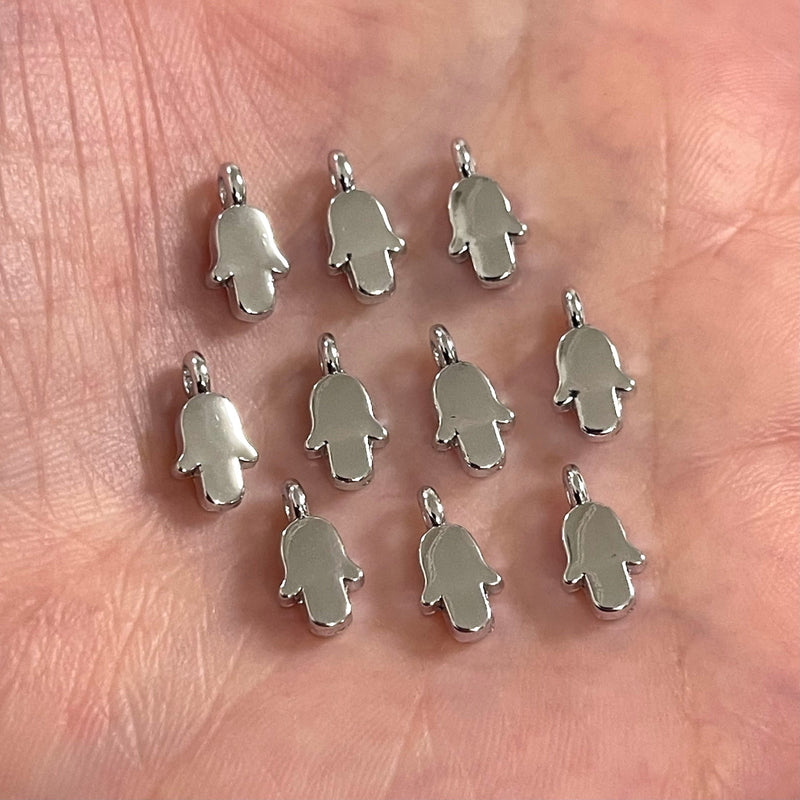 Silver Plated Hamsa Charms, 10 pcs in a pack Plated Hamsa Charms, 10 pcs in a pack