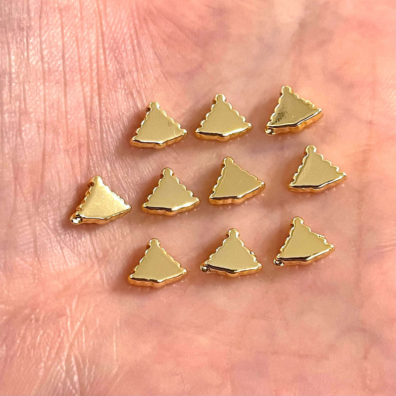 24Kt Gold Plated Xmas Tree Spacer Charms, 10 Pcs in a Pack