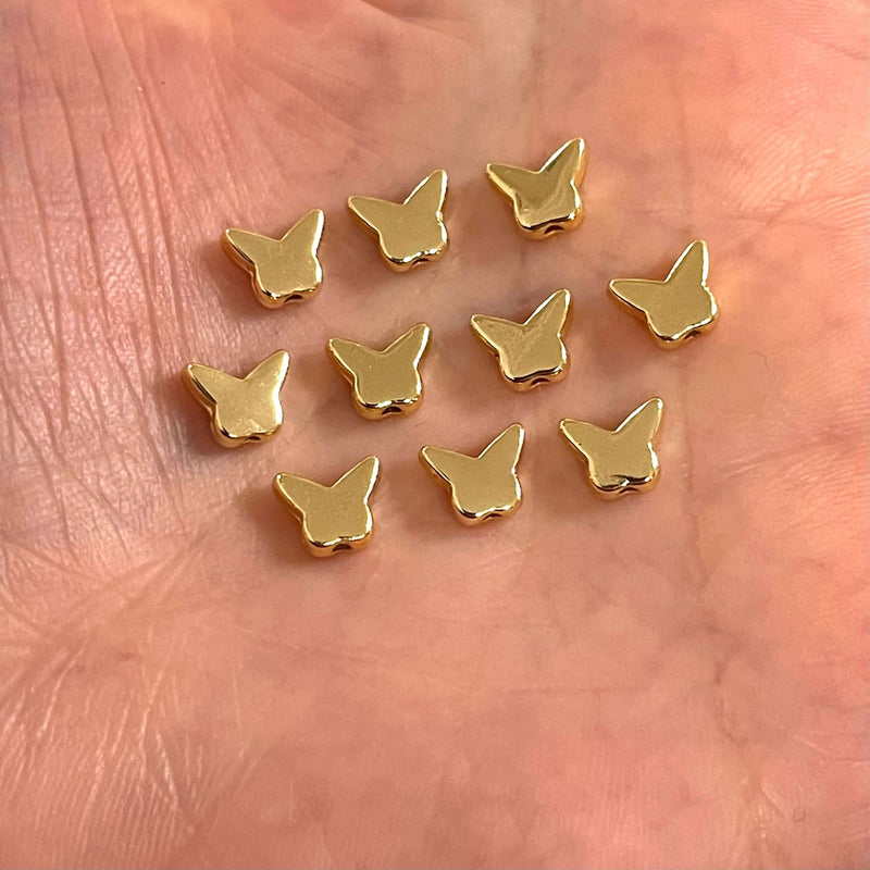 24Kt Gold Plated Butterfly Spacer Charms, 10 Pcs in a Pack