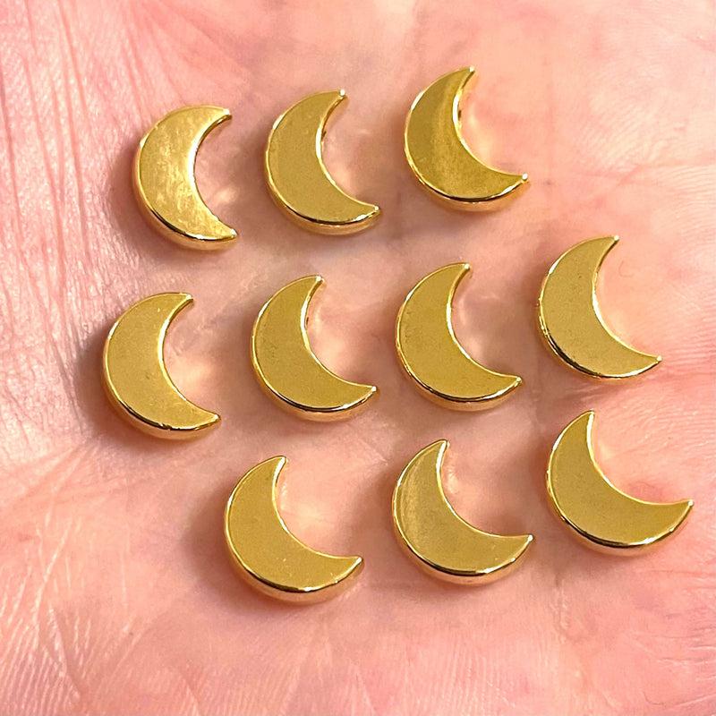 24Kt Gold Plated Crescent Spacer Charms, 10 Pcs in a Pack