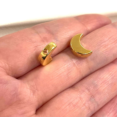 24Kt Gold Plated Crescent Spacer Charms, 10 Pcs in a Pack