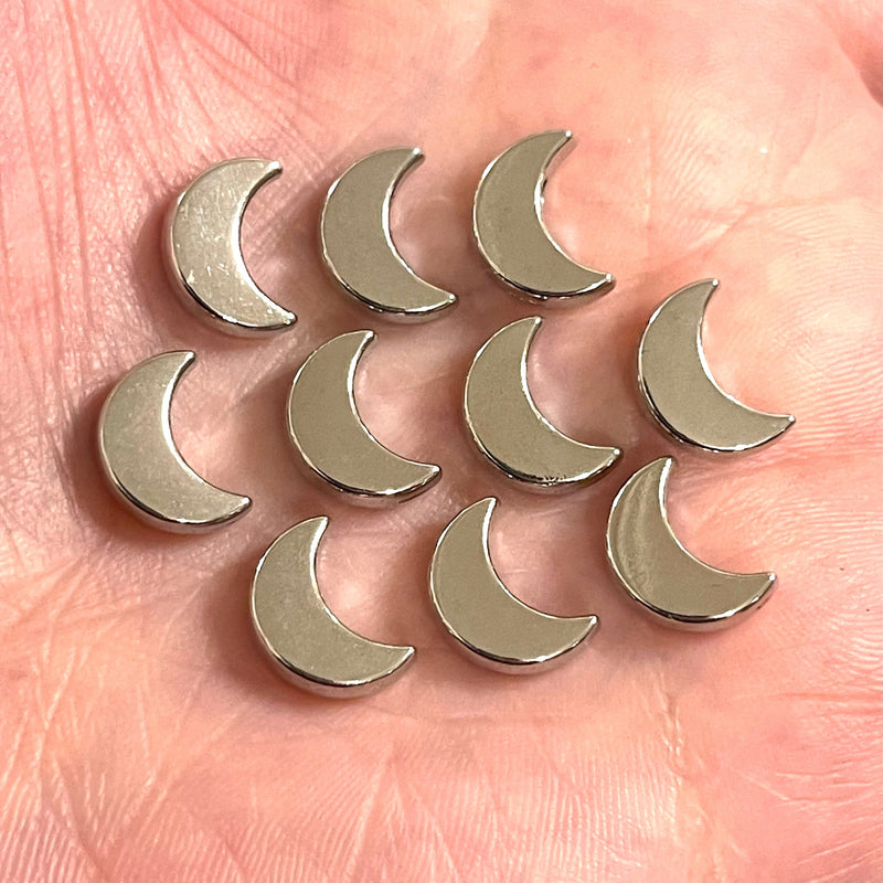 Rhodium Plated Crescent Spacer Charms, 10 Pcs in a Pack