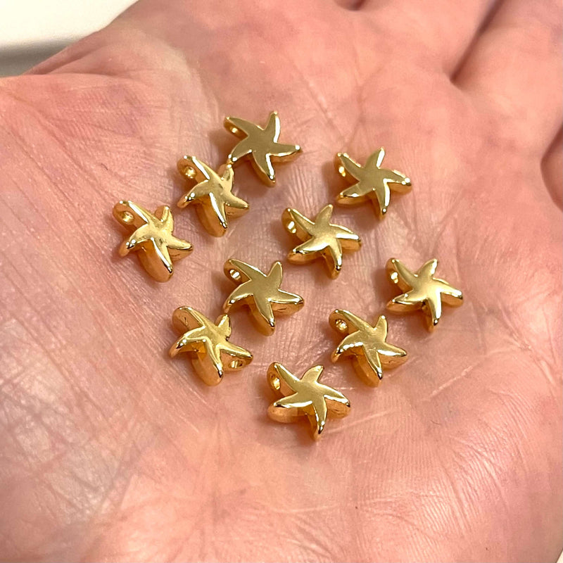 24Kt Gold Plated Starfish Charms, 10 Pcs in a Pack