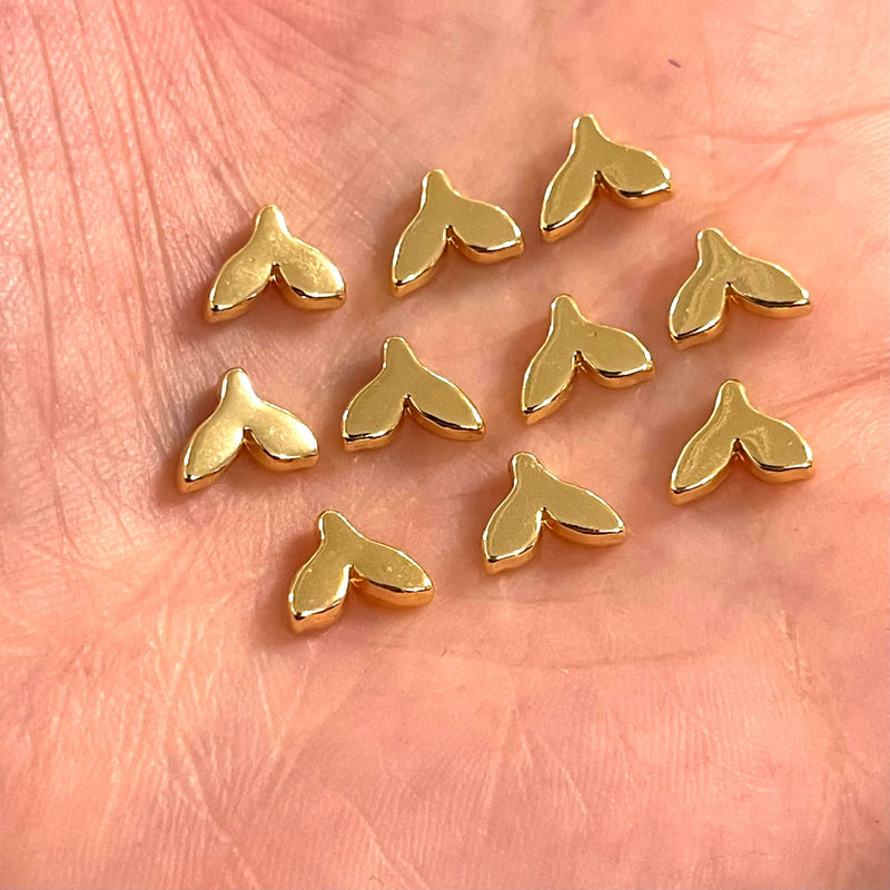 24Kt Gold Plated Whale Tail Spacer Charms, 10 Pcs in a Pack