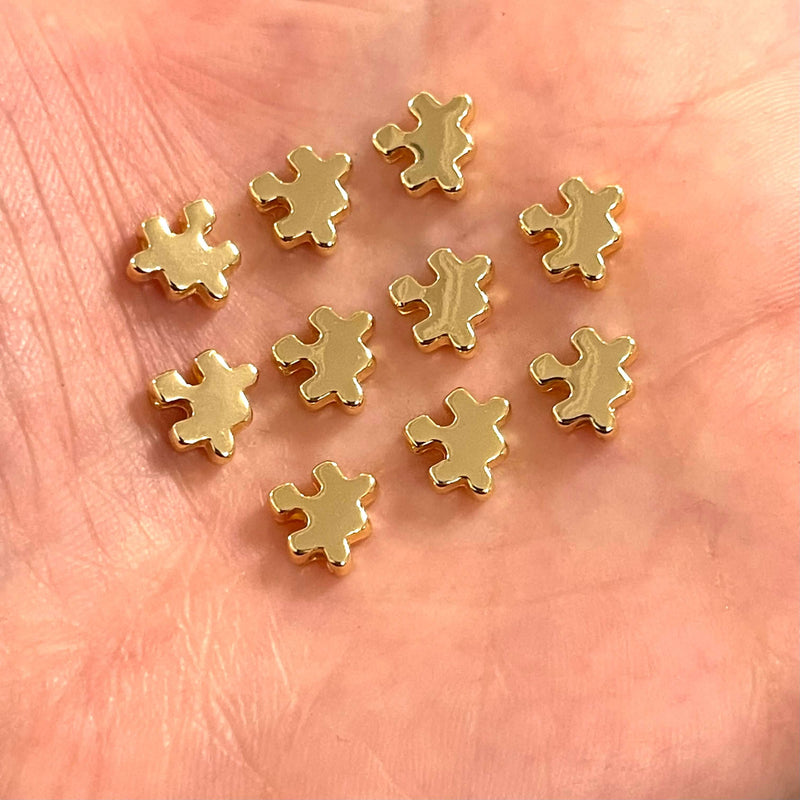 24Kt Gold Plated Puzzle Piece Spacer Charms, 10 Pcs in a Pack