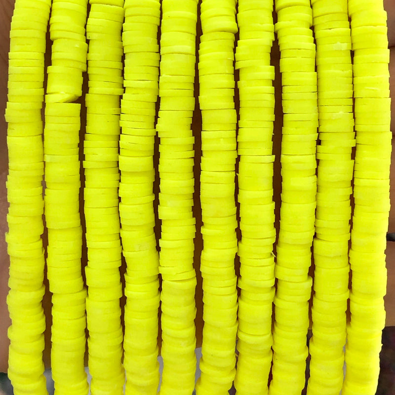 Perles jaunes fluo, perles de vinyle en pâte polymère 6x1MM