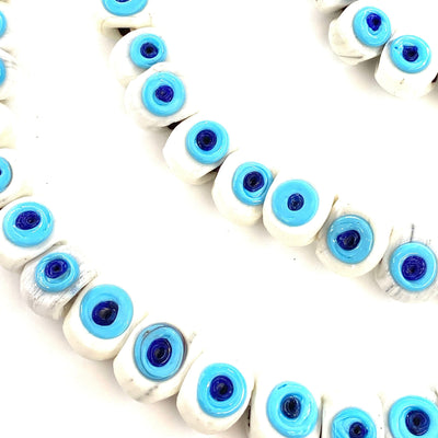 Traditional Turkish Artisan Handmade Glass Evil Eye Beads, Large Hole Evil Eye Glass Beads,  25 Beads per pack