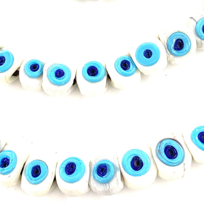 Traditional Turkish Artisan Handmade Glass Evil Eye Beads, Large Hole Evil Eye Glass Beads,  5 Beads per pack