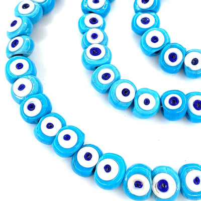 Perles de mauvais œil en verre faites à la main par un artisan turc traditionnel, perles de verre mauvais œil à grand trou, 10 perles par paquet