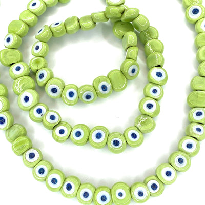 Hand Made Murano Glass Evil Eye Beads, Large Hole Evil Eye Glass Beads, 5 Beads per pack