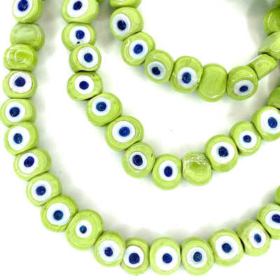 Hand Made Murano Glass Evil Eye Beads, Large Hole Evil Eye Glass Beads, 5 Beads per pack