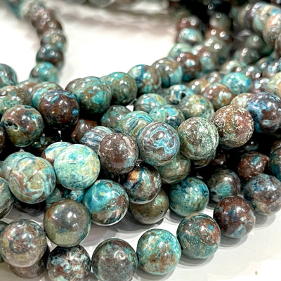 Chrysocolla Genuine Gemstone 8mm Smooth Round Beads, 45 beads