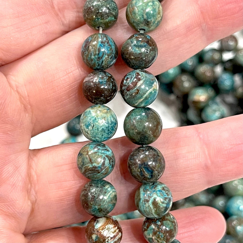 Chrysocolla Genuine Gemstone 8mm Smooth Round Beads, 45 beads