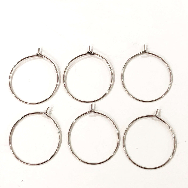 6 Pc, Silver Plated Earring Hoops, 25mm, Silver Plated Earring,