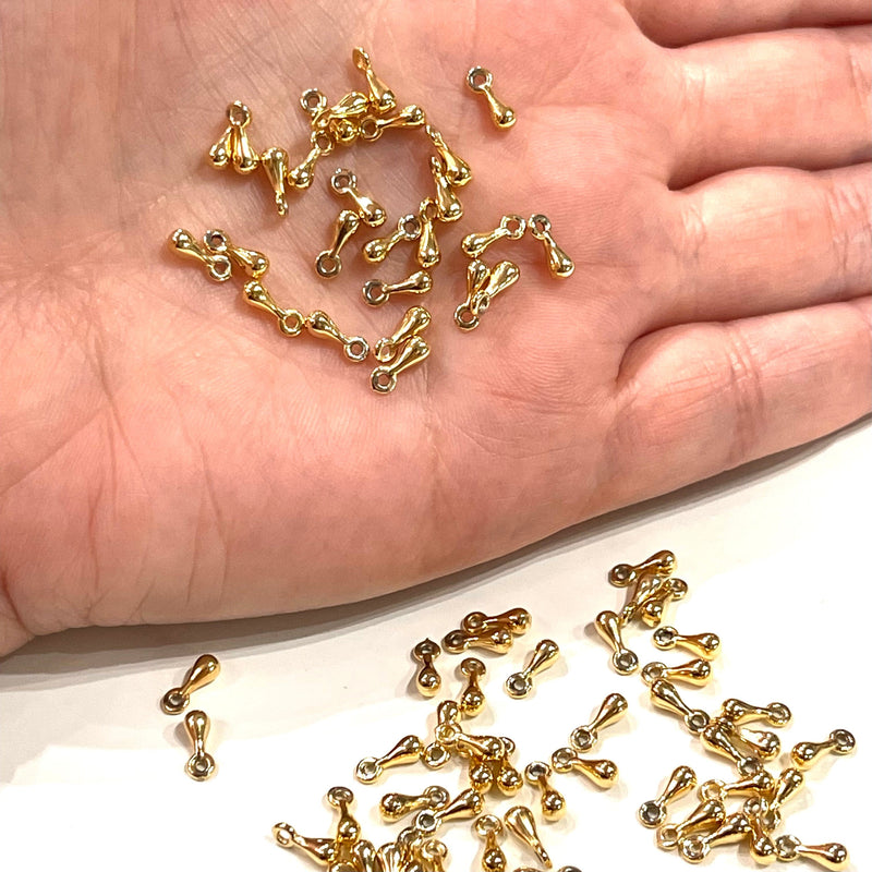 NEU! 24 Karat vergoldete 8-mm-Tropfen-Charms, 100 Stück in einer Packung